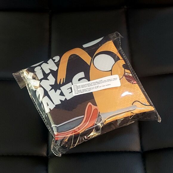 Adventure Time Drawstring Bag Jake Black Cinch Sack Making Bacon Pancakes - Picture 2 of 3